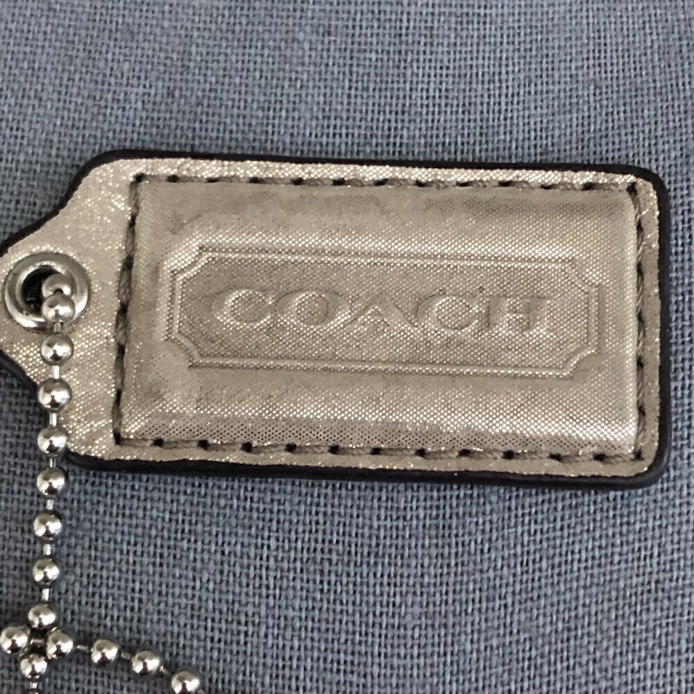 Coach Leather Handbag Tag Fob White Gold 1.25"L x 2.5"W Hang Tag